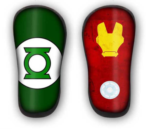 Parastinchi personalizzati in carbonio con iron man e lanterna verde